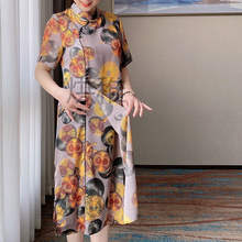 X葊3中年女装夏装洋气旗袍连衣裙40岁50新款妈妈夏季时尚气质裙子