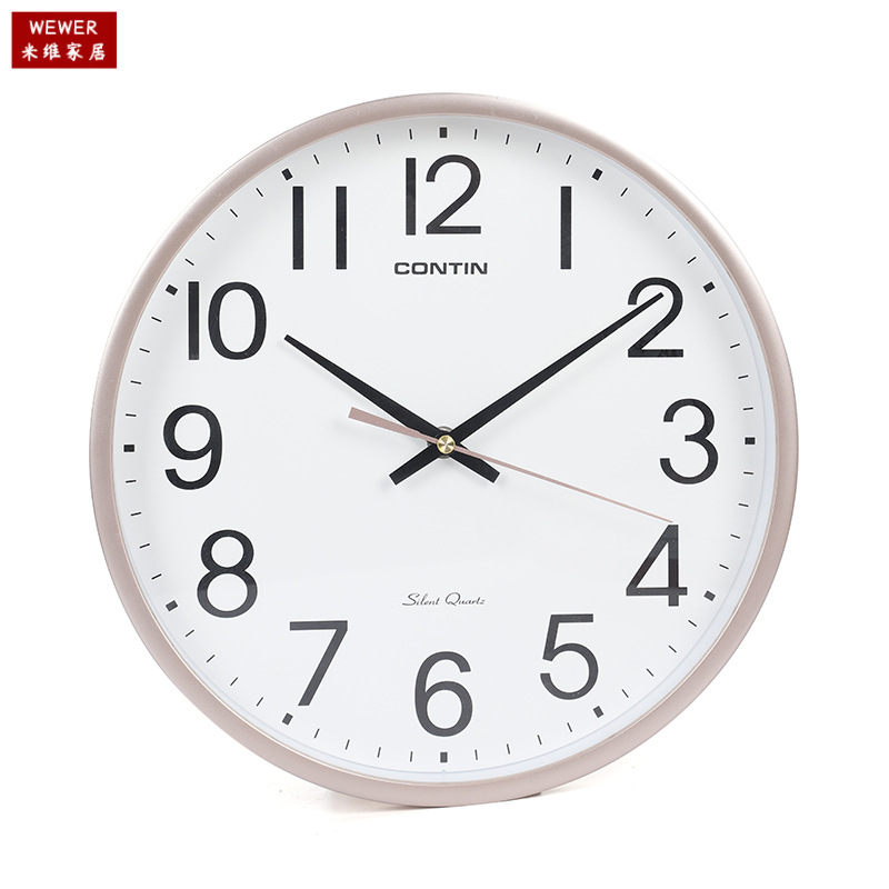 Kangtian Contin Wall Clock round Home Office Simple Clear Large Font in Stock Wholesale Foreign Trade Factory Direct Sales
