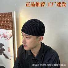 短款潮牌针织帽男流氓瓜皮帽春秋冬季嘻哈帽潮雅痞地主帽