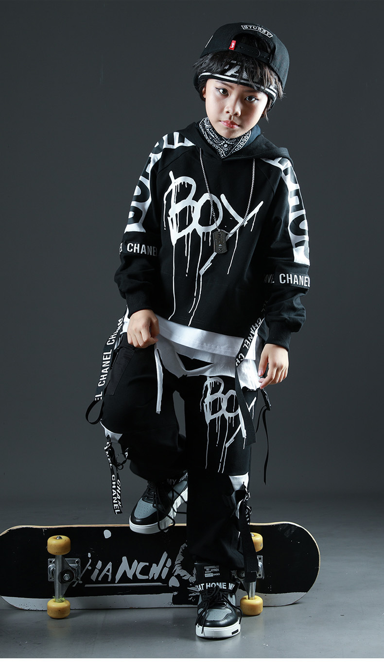 儿童嘻哈街舞套装男童潮中大童宽松洋气hiphop演出服少儿街舞服装