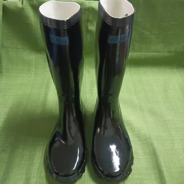 盛安耐酸碱高筒雨靴黑色橡胶高筒耐化学品工业胶靴防水防滑高筒靴