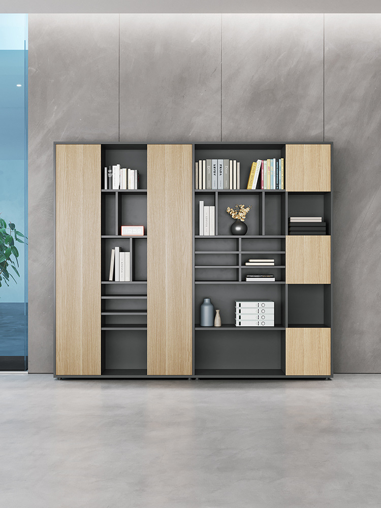 简约现代木质资料档案柜带锁办公柜子储物柜组合书柜办公室文件柜