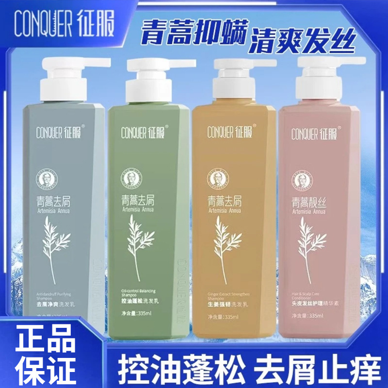 征服青蒿除螨去屑洗发水止痒控油蓬松生姜强韧发质洗发乳-阿里巴巴