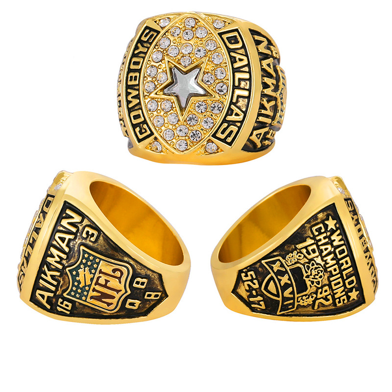 跨境欧美热销1992 达拉斯牛仔 nfl 超级碗冠军戒指环工厂饰品批发