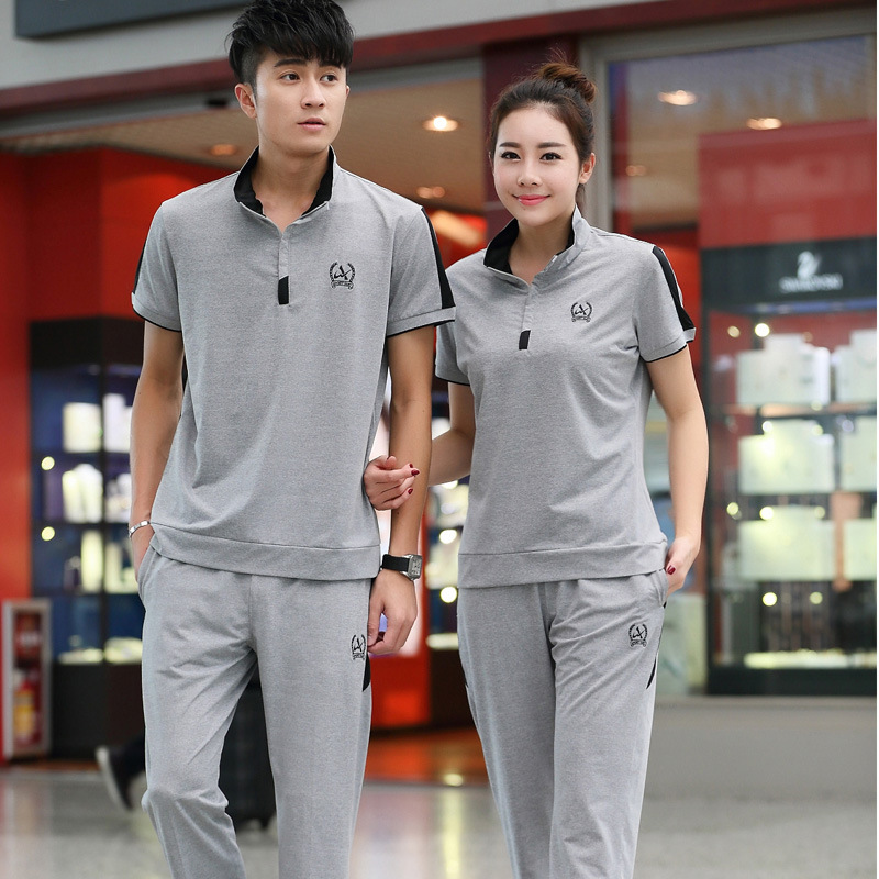 运动套装男夏季潮牌短袖长裤情侣装女夏天跑步两件套休闲运动服装