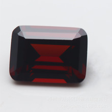 锆石裸石 长方倒角水晶锆 八角长方形车平彩色锆石 石榴红水晶锆