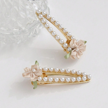 高级感珍珠蝴蝶结发夹侧边夹子韩版刘海一字夹ins发卡抓夹发饰