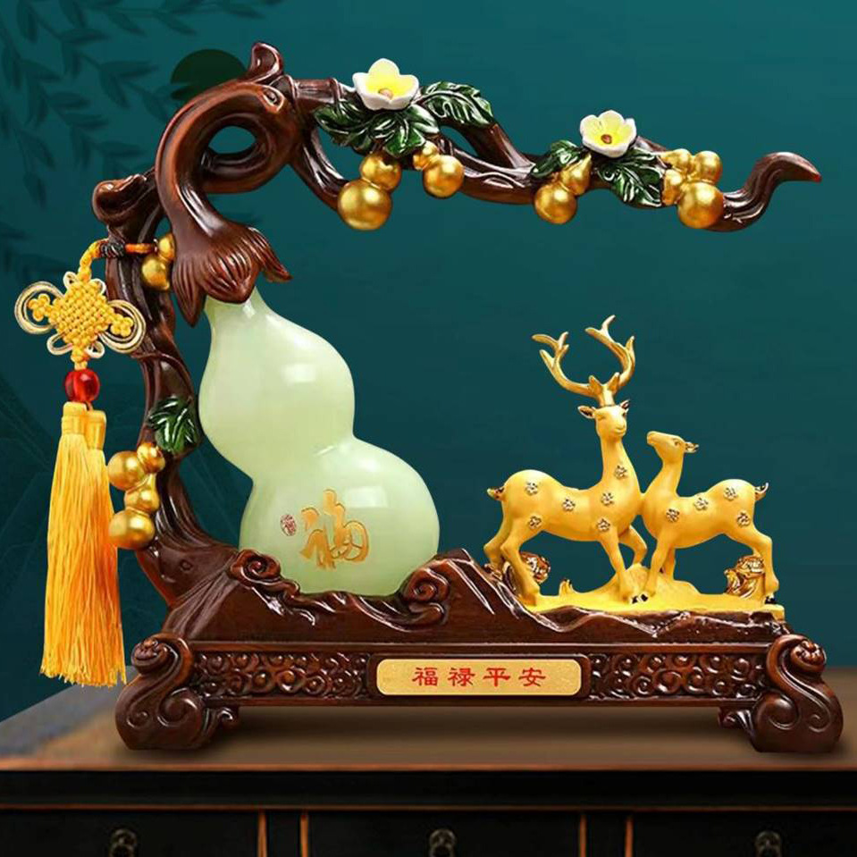 福禄平安琉璃玉葫芦摆件家居装饰品酒柜电视柜乔迁新居开门红礼品