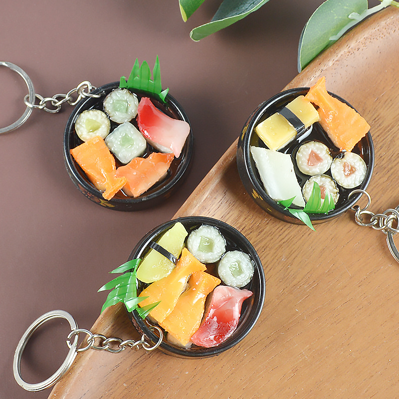 Simulated Sushi Lunch Box Keychain Pendant Simulation Food Model Seaweed Sushi Japanese Bento Model Ornaments