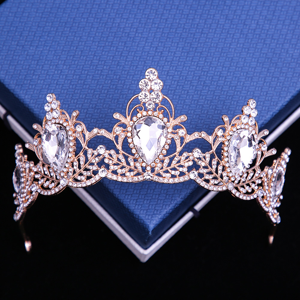 Bridal Crown European and American Style Baroque Bridal Headdress Cross-Border Amazon Birthday Adult Ceremony Crown New Hair Accessories