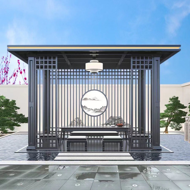 户外凉亭铝合金新中式别墅露台庭院亭子公园现代四角亭批发厂家