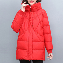 连帽棉衣女中长款2024冬装时尚新款加厚棉袄大码韩版保暖棉服外套