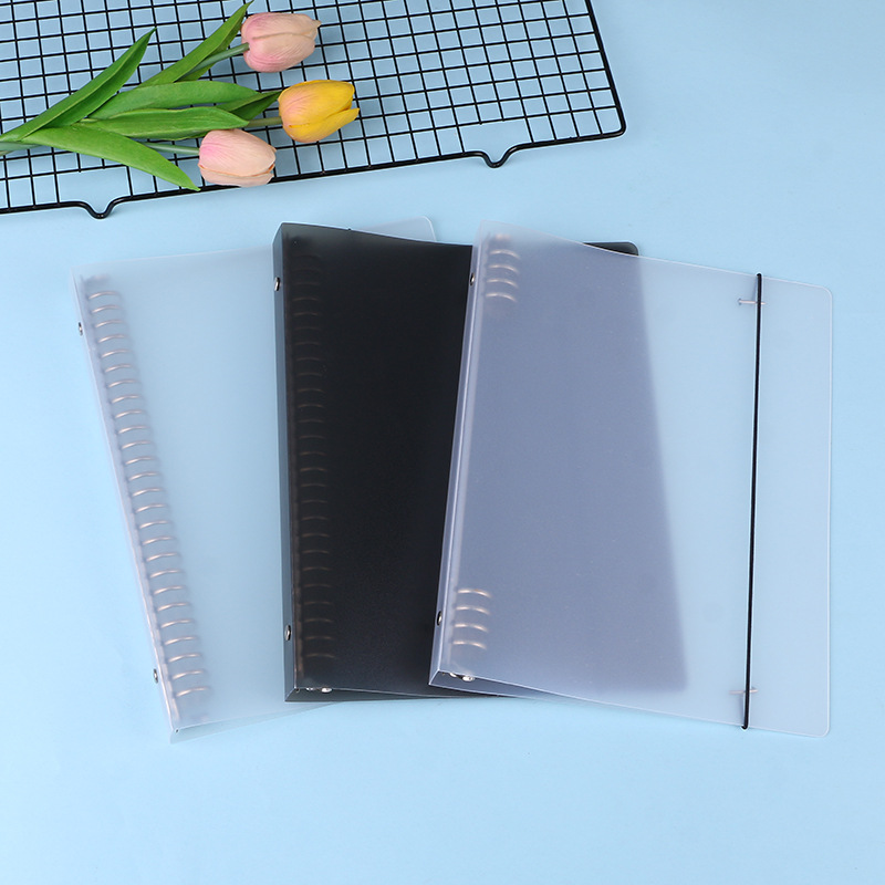 纽扣款商务磨砂pp活页夹 手账本金属铁夹外壳 绑带笔记本活页外壳