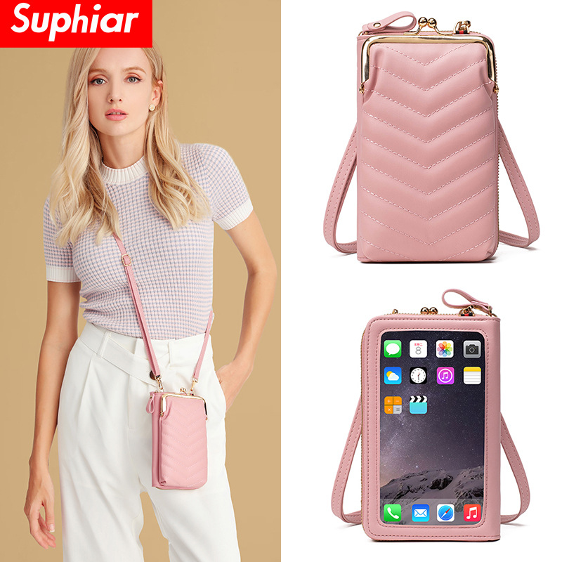 Touch Screen New Mobile Phone Bag Women's Messenger Bag Halter Wrist Coin Purse Mobile Phone Bag Portable Vertical  Bag