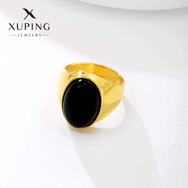 Xuping Jewelry Fashion Ol Imitation Black Agate Gem Ring Women‘s Special-Interest Design High-Grade Mild Luxury Retro Ring