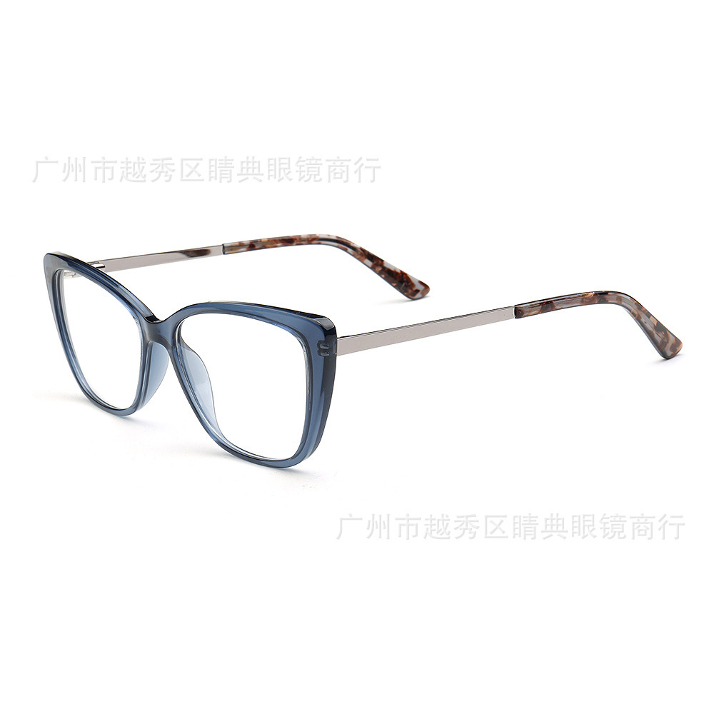 睛典新款注塑板材眼镜架花料弹簧铰链猫形个性眼镜框可配防蓝光片