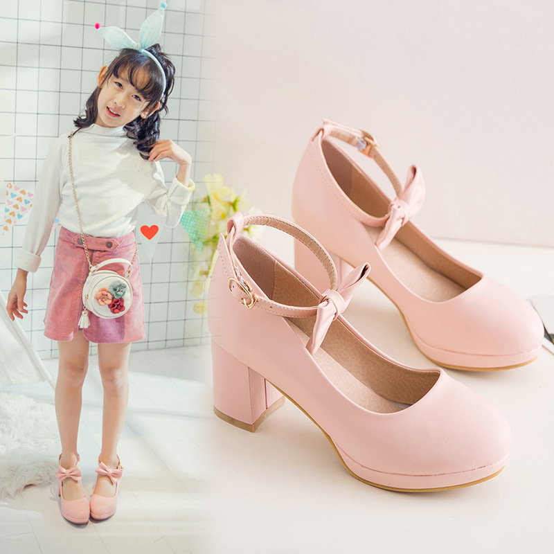 中大童公主走秀表演女童皮鞋小女孩儿童超高跟鞋礼服演出鞋主持人