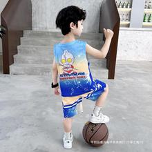 奥特曼衣服男童夏装套装儿童夏季篮球服无袖背心男孩运动速干衣潮