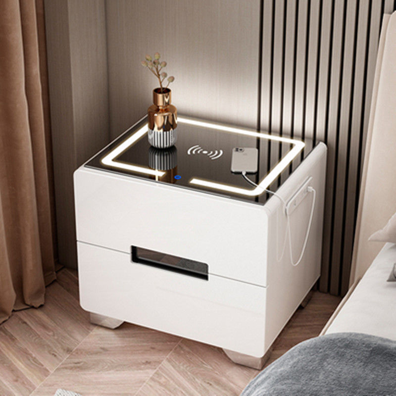 Bedside Table Simple Modern Multifunctional Wireless Charging Fingerprint Lock with Light Bluetooth Speaker Smart Bedroom Bedside Cabinet