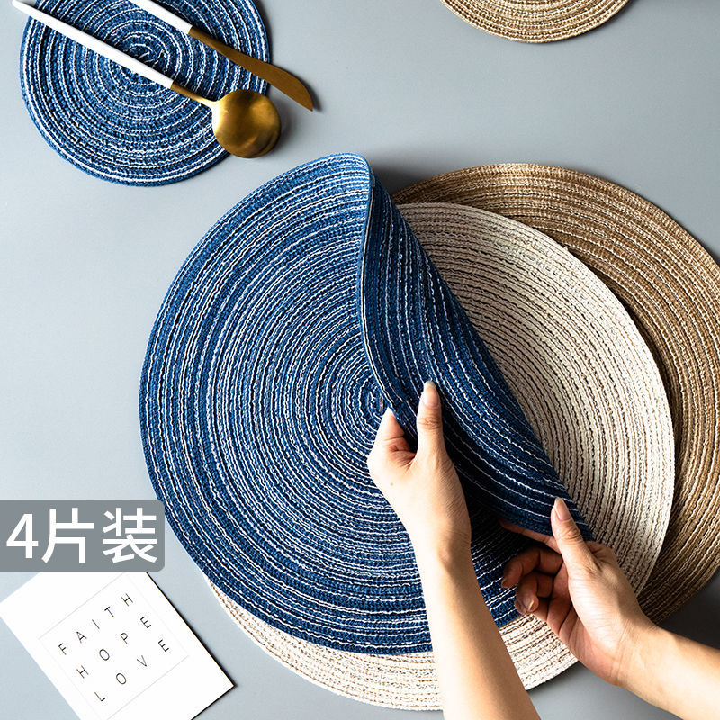 Plate Mat Light Luxury Dining Table Cushion Nordic Style Woven Coaster Placemat Large Size Non-Slip Mat Desktop Dish Mat