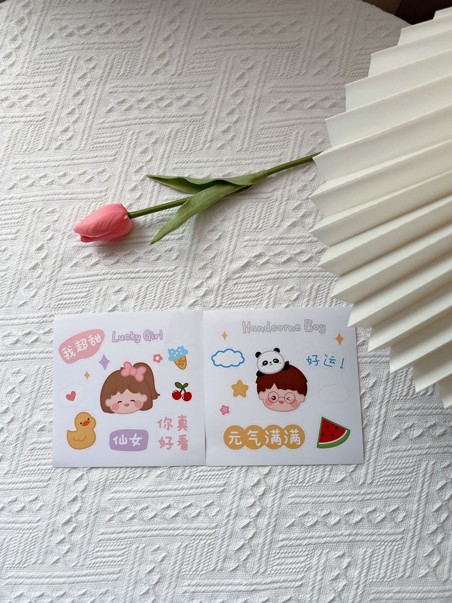 Cartoon Cute Stickers Little Girl Water Cup Adhesive Stickers Students like DIY