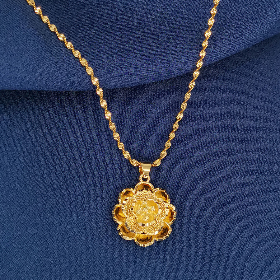 镀24k金花朵铜项链女款锁骨链中东欧美风直播间热卖时尚饰品首饰