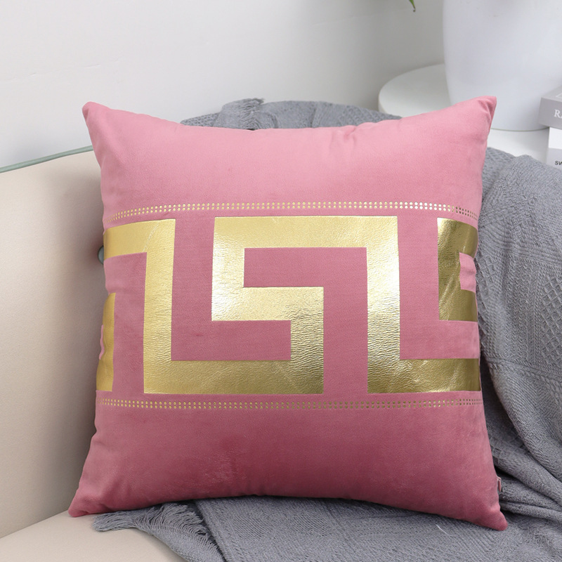 Amazon Hot Sale Pillow Bronzing Geometric Cushion Netherlands Velvet Material Household Goods Car Cushion Entry Lux Pillow