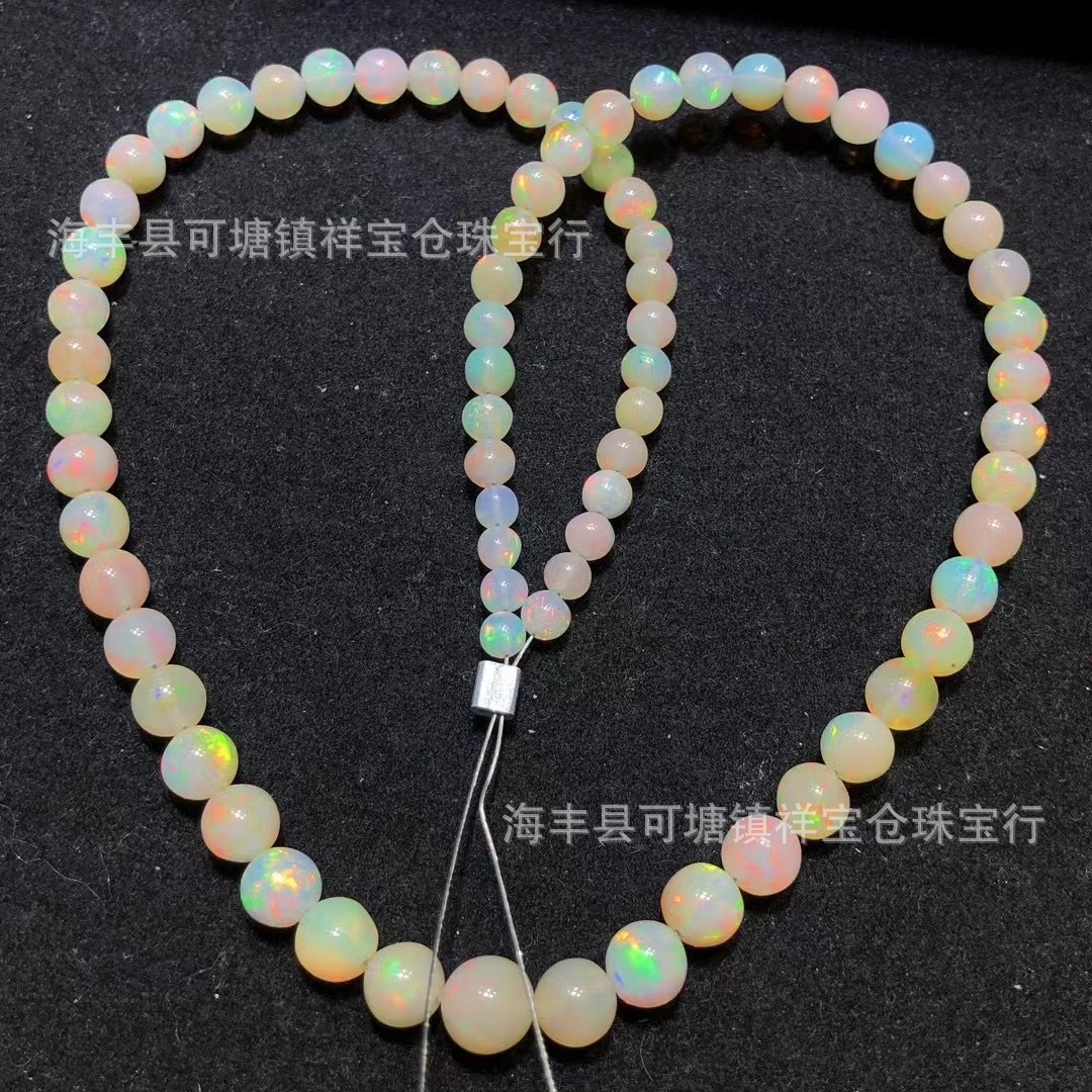 天然欧珀石项链圆珠欧珀手串火彩缤纷蛋白石欧泊石母亲节送礼欧珀