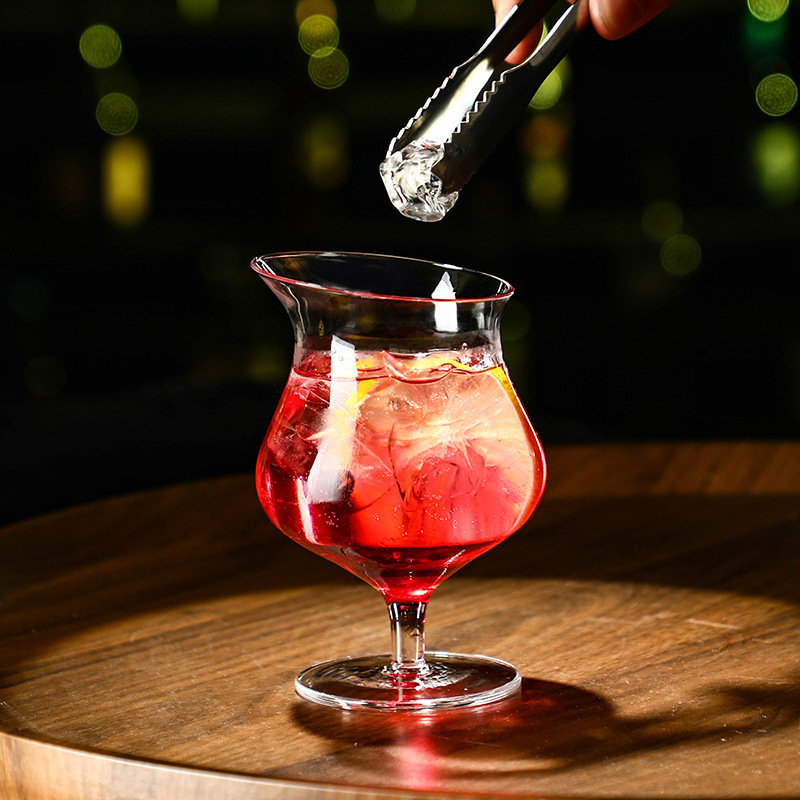 ins风玻璃杯芬兰斜口酒杯白兰地杯洋酒高脚杯高颜值酒杯果汁杯