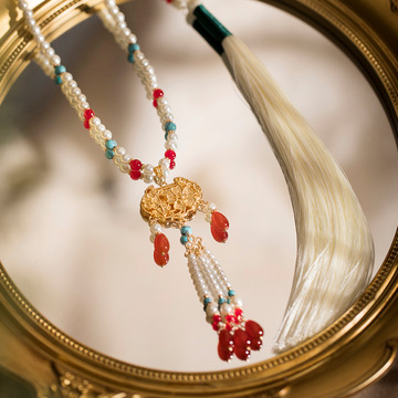 古风汉服璎珞项链明制背云流苏马面裙配饰平安锁吊坠国风首饰18.