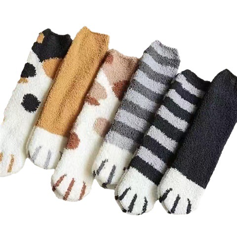 Coral Fleece Socks Women's Autumn and Winter Fleece-Lined Thickening Towel Room Socks Mid-Calf Length Maternity Socks Warm Sleeping Socks