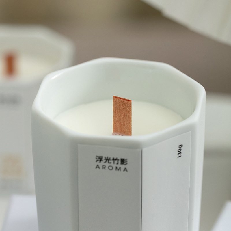 Ziqian Ceramic Octagon Cup Household Soy Wax Decoration Holiday Gift Smoke-Free Fragrance Hand Gift Box Aromatherapy Candle