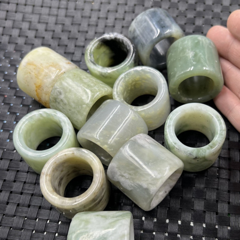 黑花岫玉玉石扳指姜花大号扳指加宽多色岫玉扳指玉指环玉手饰批发