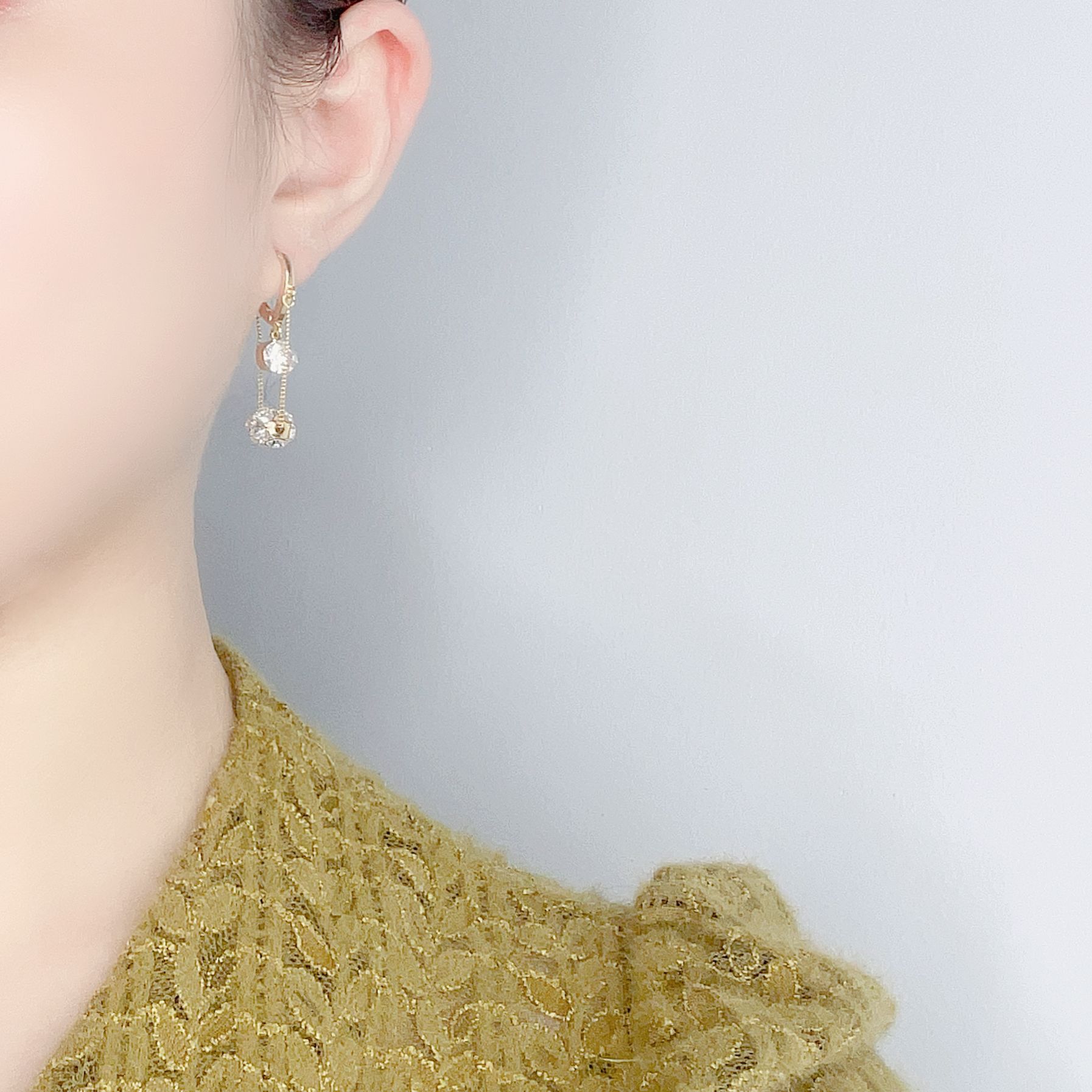 Japan and South Korea Internet Hot Hot Long Rhinestone Earrings for Women Ear Clip Refined Stylish and Versatile Earrings High-Grade Personalized Earrings