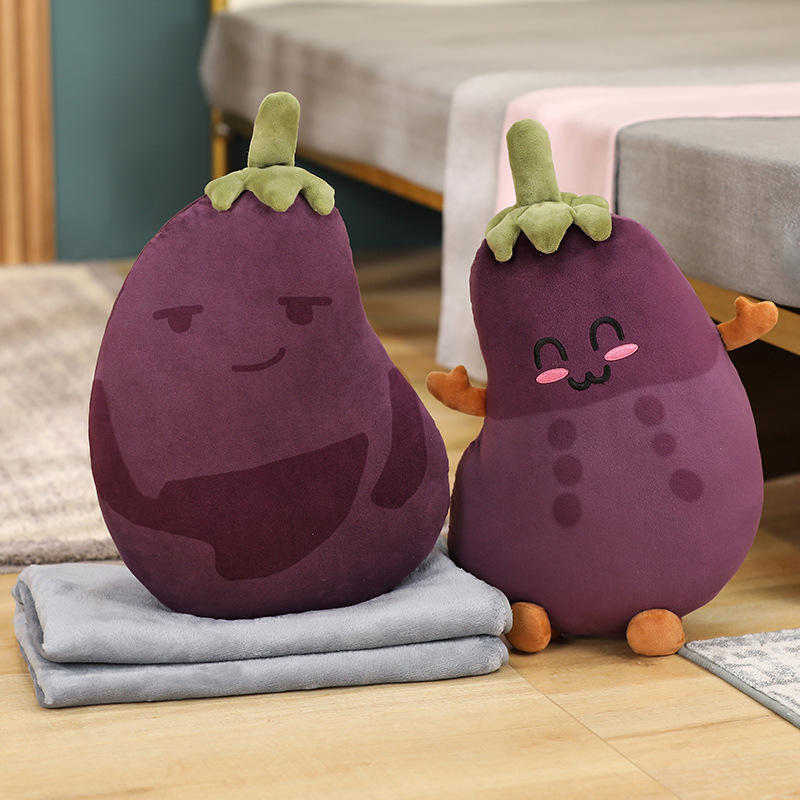 小红书茄子公仔表情包抱枕创意diy手画百变茄子蔬菜毛绒玩具娃娃