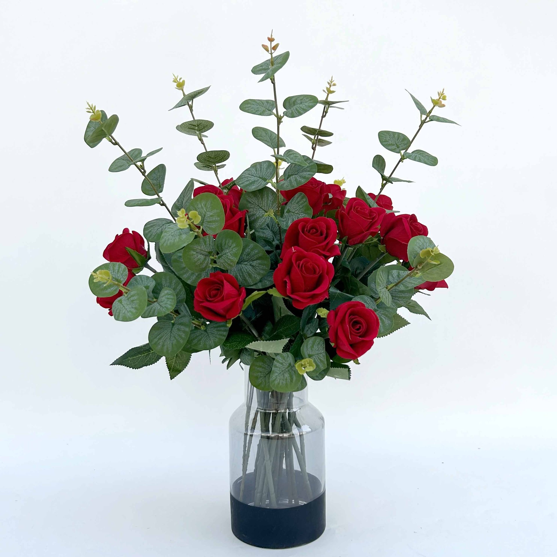 仿真花绒布红色玫瑰花单支玫瑰假花家居装饰拍照道具情人节礼物跨