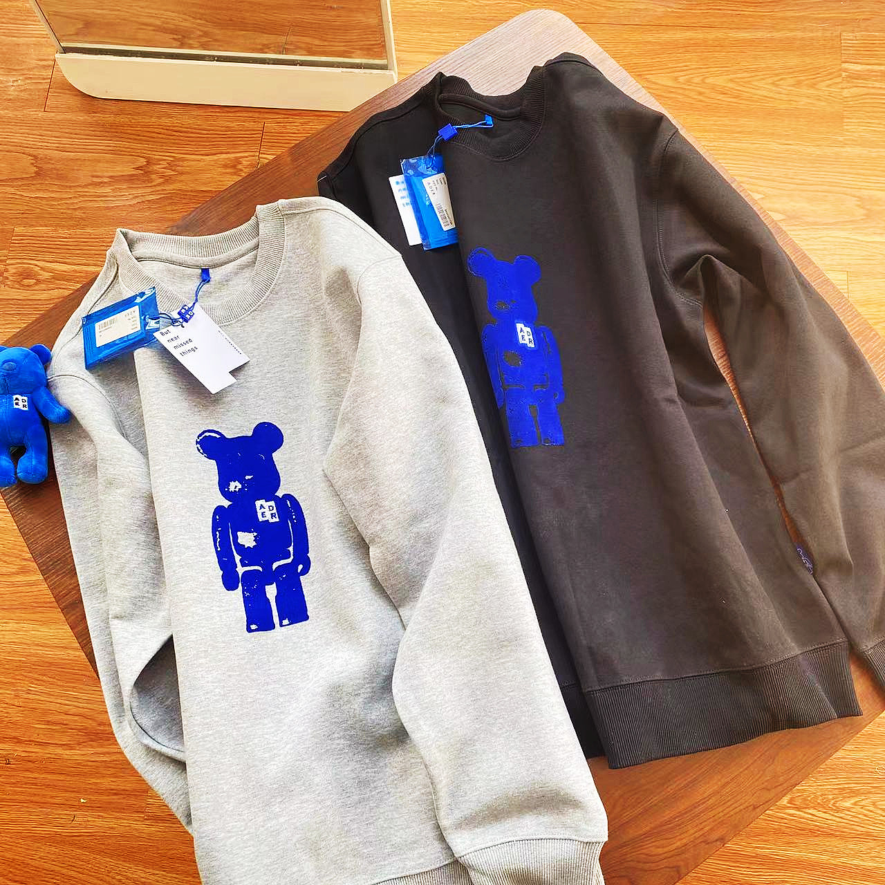 现货ader积木熊合作款2022新款潮牌圆领宽松套头卫衣男女同款情侣