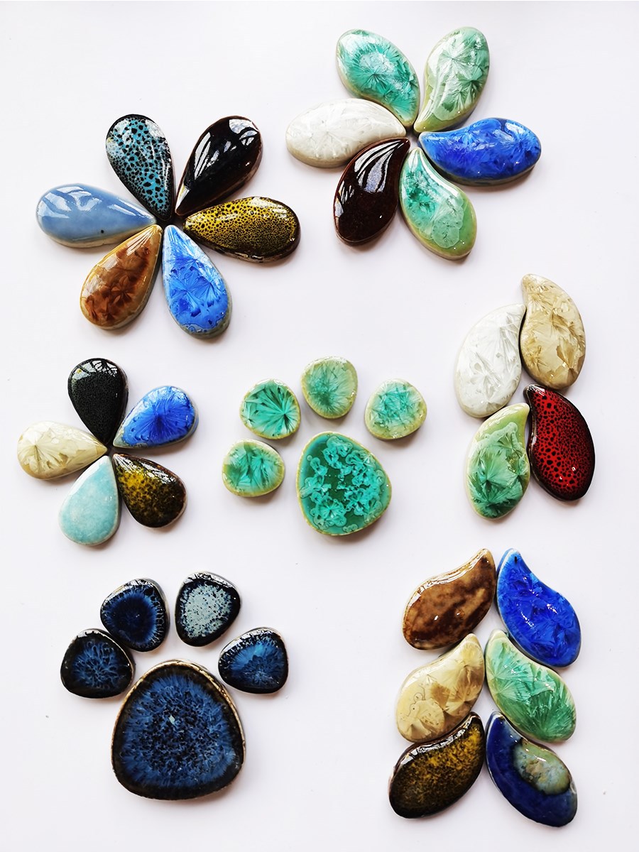 diy陶瓷马赛克碎片 异形不规则自由石青花瓷片手工材料拼贴小瓷砖