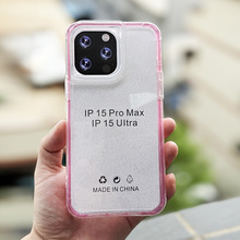 适用iphone 15 Pro Max二合一透明闪粉手机壳保护两件套苹果13套