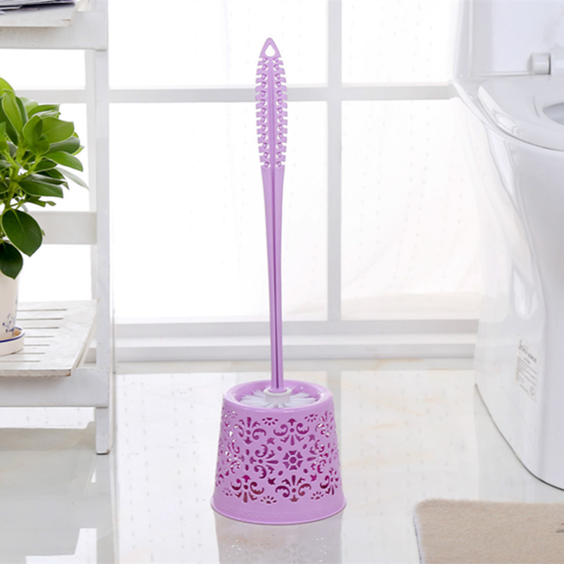 Factory Direct Supply Plastic Toilet Brush with Holder Set Bathroom Toilet Household Toilet Cleaning Brush General Merchandise Daily Use