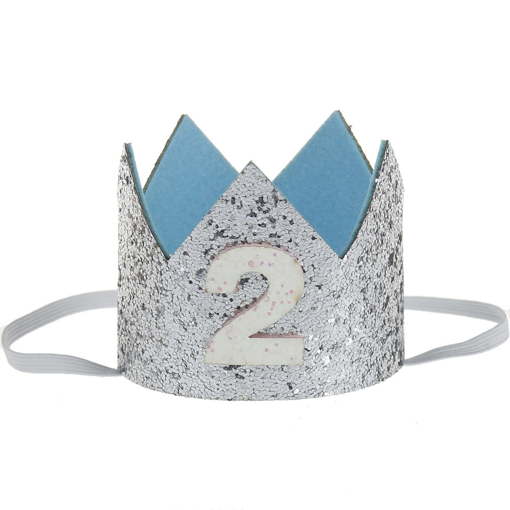 新款欧美宝宝拍照时尚写真生日皇冠帽子3d立体数字发箍发带头饰