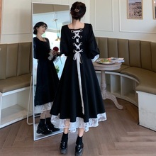 黑色赫本风设计秋季连衣裙轻奢法式长裙小众感礼服裙子女