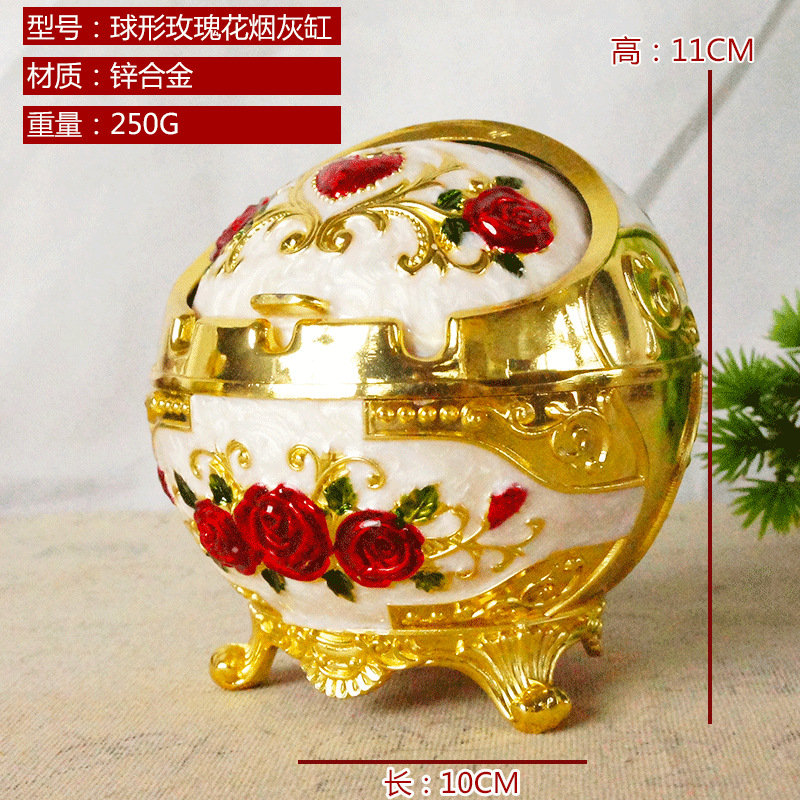 Tripod Spherical Rose Ashtray Exported to Russia Arab Wholesale Ornaments Alloy Metal Crafts