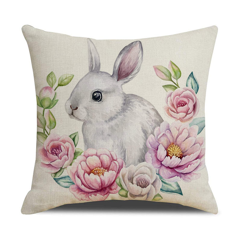 Amazon New Easter Bunny Pillow Cover European Home Cushion Bedroom Sofa Linen Pillow Cover