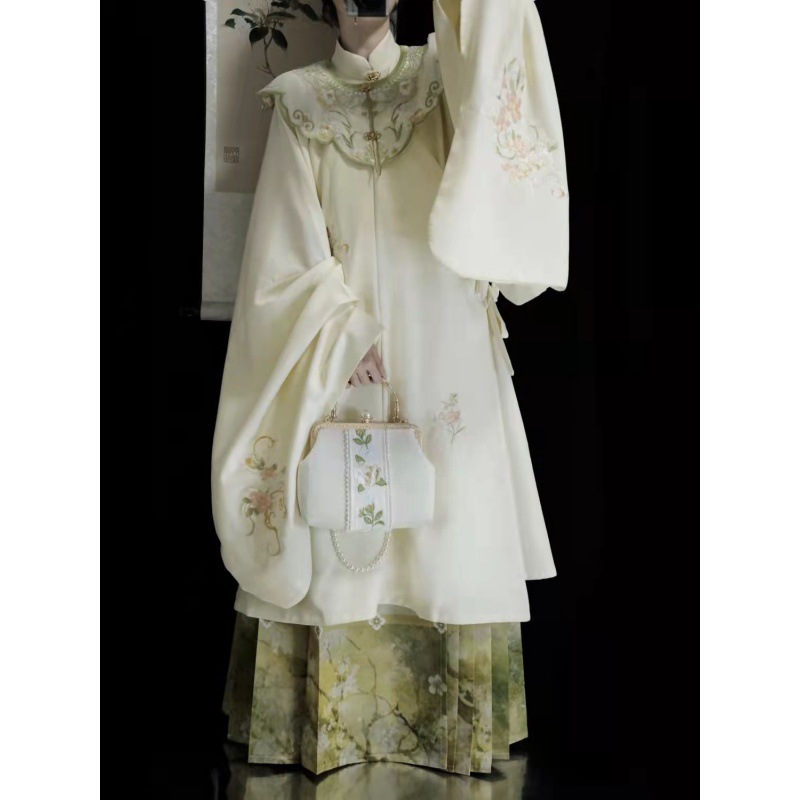 明朝制成人女汉服日常刺绣立领云肩套装秋冬款古风马面裙-阿里巴巴