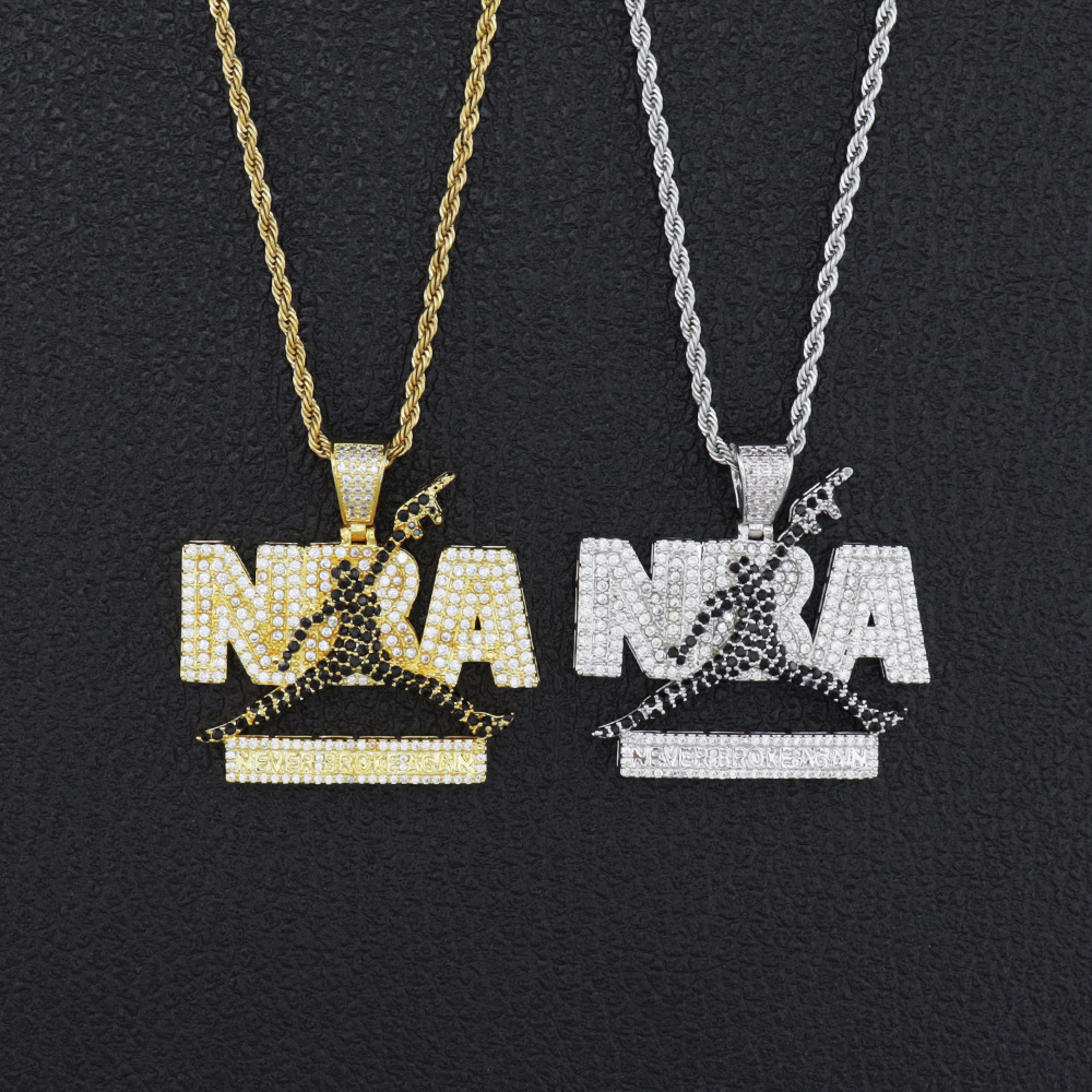 欧美朋克ins嘻哈篮球吊坠霸气潮牌蹦迪镶钻nba项链跨境速卖通ebay