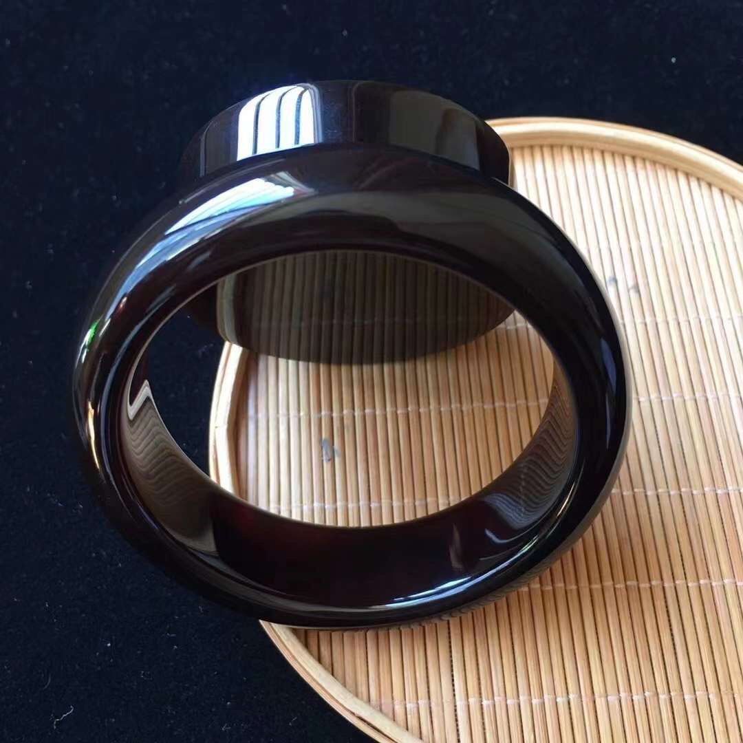 老矿料黑加仑琥珀手镯54圈口琥珀新品手镯