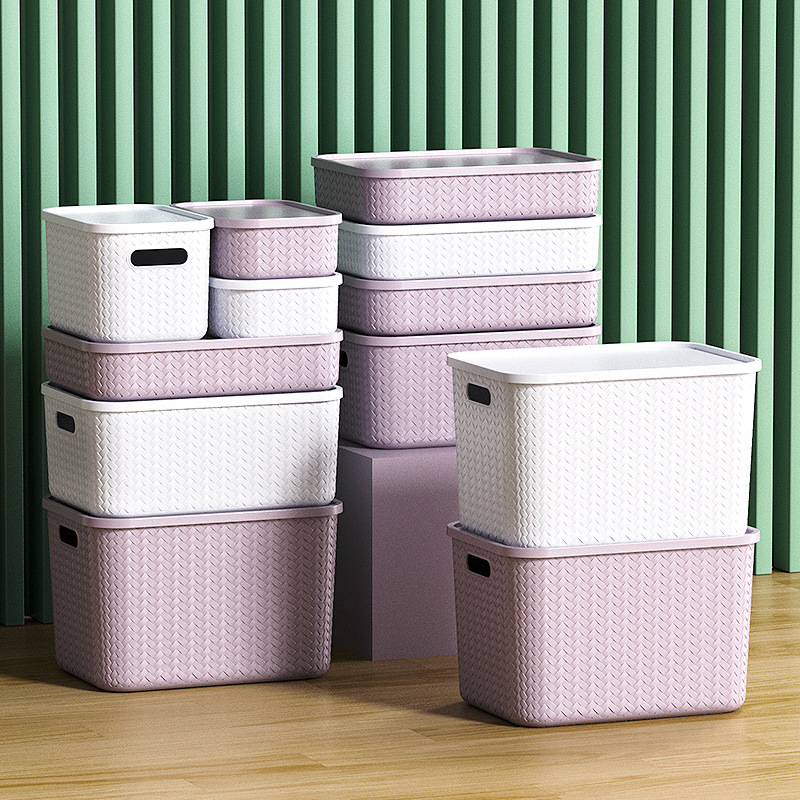 Free Shipping Plastic Toy Storage Box with Lid Desktop Sundries Storage Basket Clothing Moving Large Underwear Storage Box