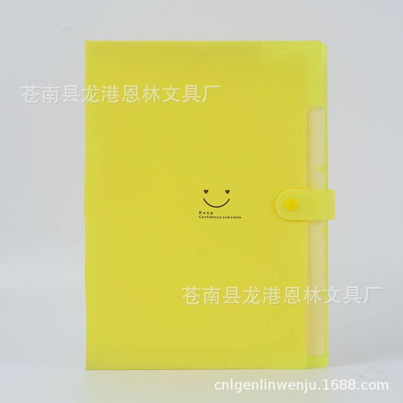 A4 Color File Holder Folder Multi-Layer Pp Plastic File Bag Info Booklet Office Storage Student Test Paper Clip