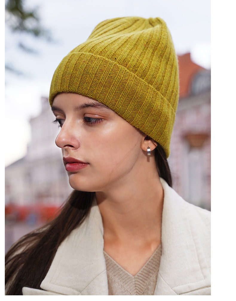 2021款 秋冬新款女士竖条纹山羊绒单色保暖帽子 基础款男帽